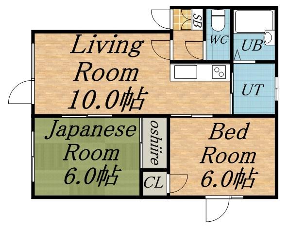 コーポDAI(2LDK/2階)の間取り写真