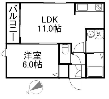 セントベル八軒(1LDK/3階)の間取り写真
