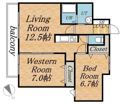 アルティー発寒(2LDK/2階)の間取り写真