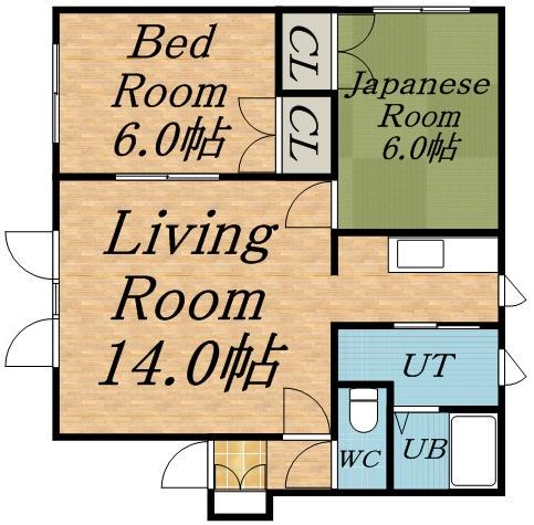 アップルハウス(2LDK/2階)の間取り写真