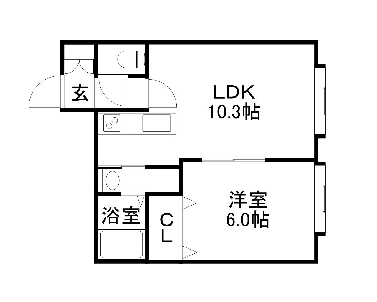 二十四軒4-4AP(1LDK/1階)の間取り写真