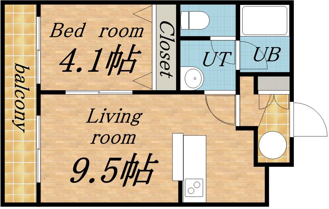 MAHALO OHASHI HOKUDAI(1LDK/4階)の間取り写真