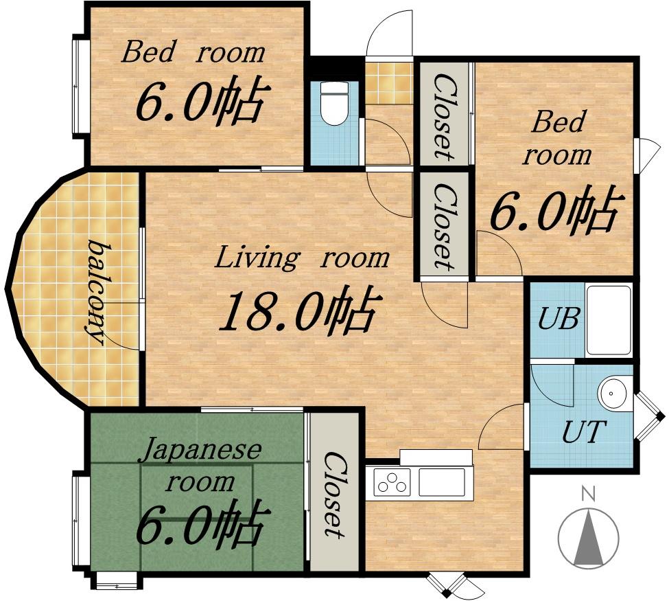サンパーク北36(3LDK/4階)の間取り写真