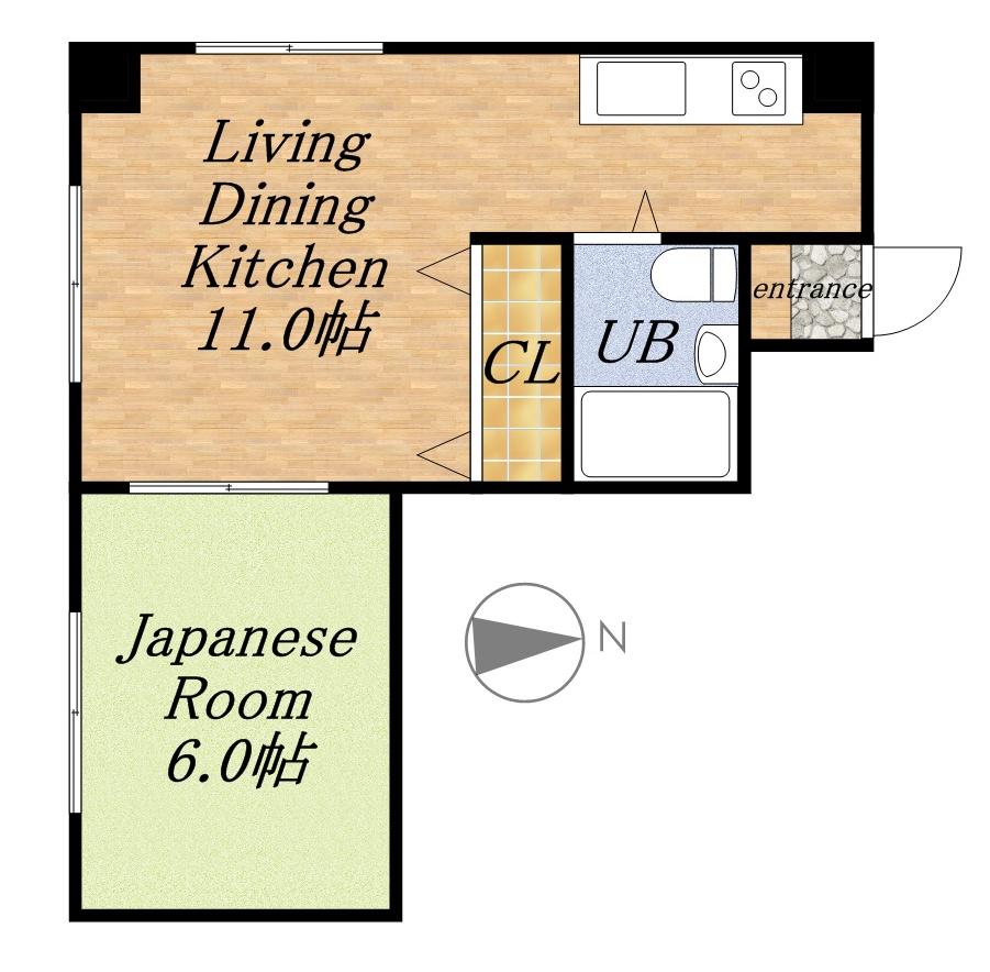 三共ハイツ(1LDK/8階)の間取り写真