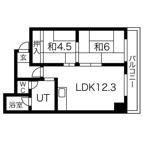 ドミ西野(2LDK/4階)の間取り写真