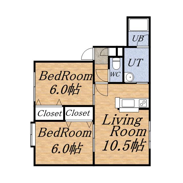 カーサノルテ西野(2LDK/2階)の間取り写真