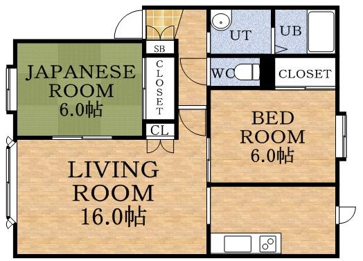 ルネサンス山の手A棟(2LDK/3階)の間取り写真