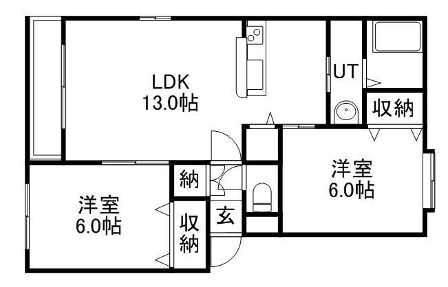 レオーネ新琴似(2LDK/2階)の間取り写真