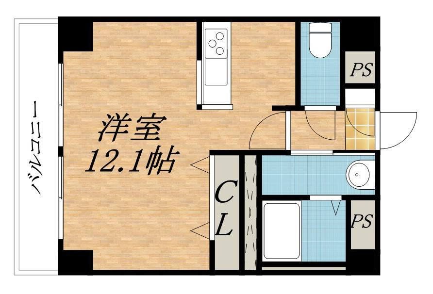 ビアンノース(1K/2階)の間取り写真