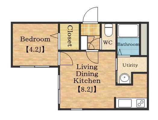 ポデューム二十四軒(1LDK/2階)の間取り写真