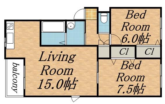 ファミーユエザンスⅡ(2LDK/1階)の間取り写真