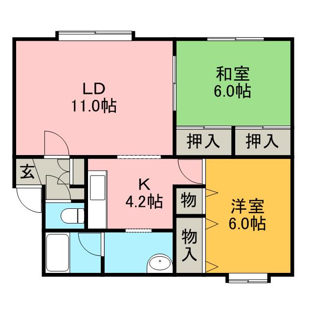 ハイムリバーサイド(2LDK/1階)の間取り写真