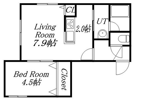 CROWN CLOVER(1LDK/2階)の間取り写真