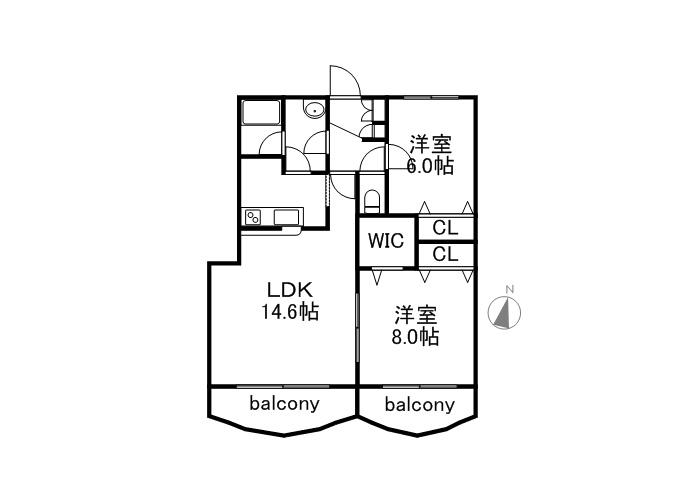 CABIN25(2LDK/3階)の間取り写真
