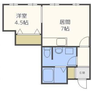 CASA西町グランデA(1DK/2階)の間取り写真