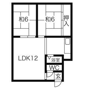 旭ハイツ(2LDK/2階)の間取り写真