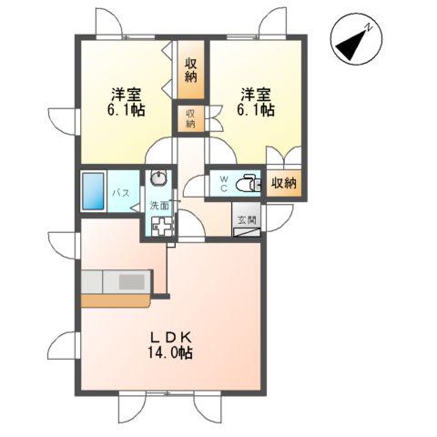 桜花壱番館(2LDK/2階)の間取り写真