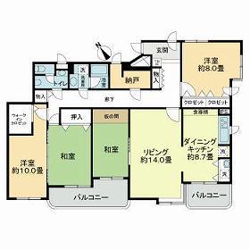 ライオンズマンション山の手第2(4SLDK/5階)の間取り写真