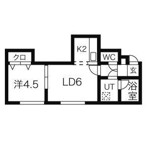 アビタ琴似(1DK/2階)の間取り写真