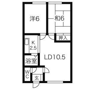 レジデンス曳地(2LDK/1階)の間取り写真
