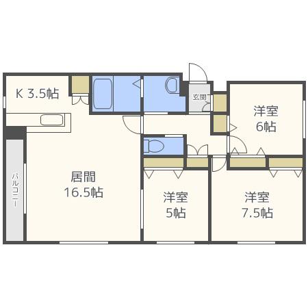 CACAO円山(3LDK/3階)の間取り写真
