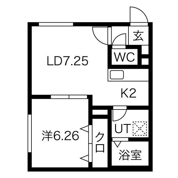 ハピネス宮の沢(1LDK/2階)の間取り写真