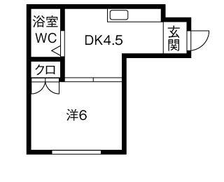 グランメール琴似(1DK/3階)の間取り写真