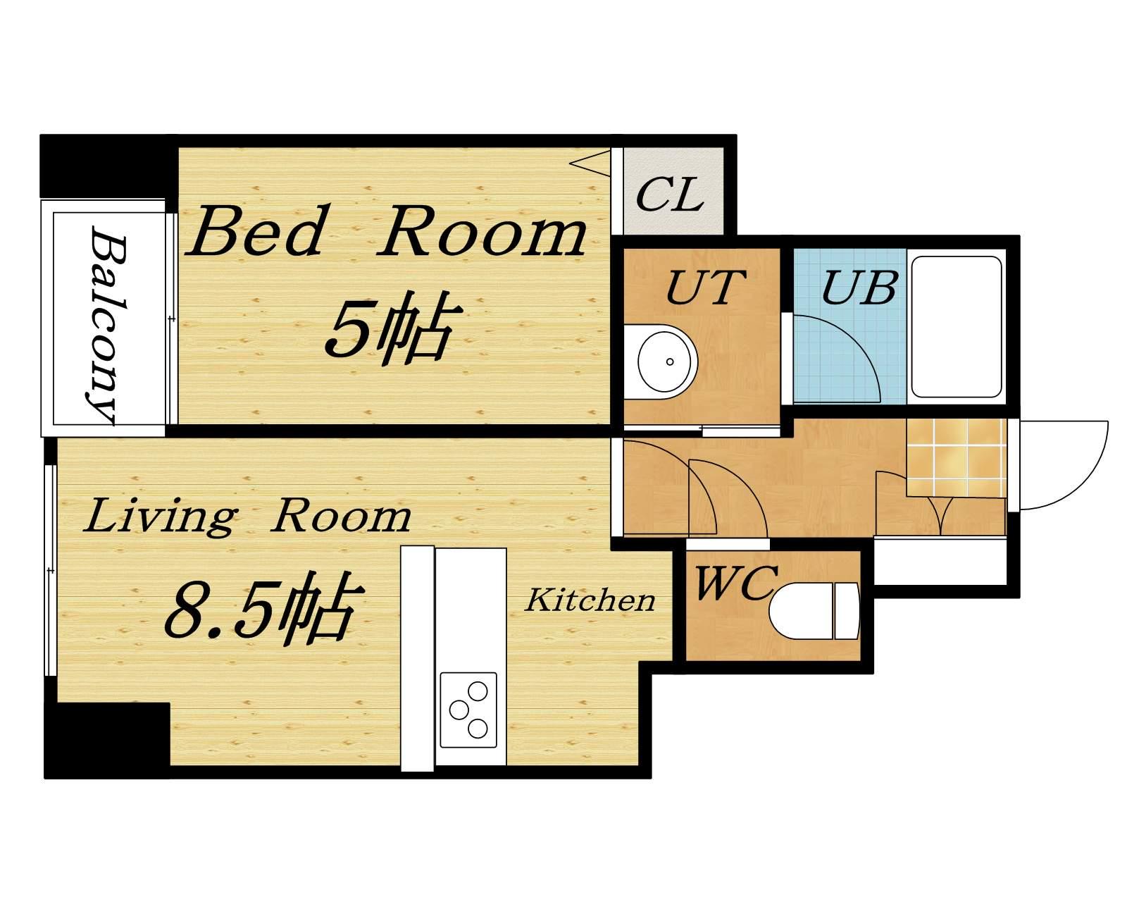 ピュアウイング(1LDK/4階)の間取り写真