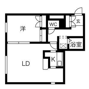 アルファアパル発寒(1LDK/4階)の間取り写真