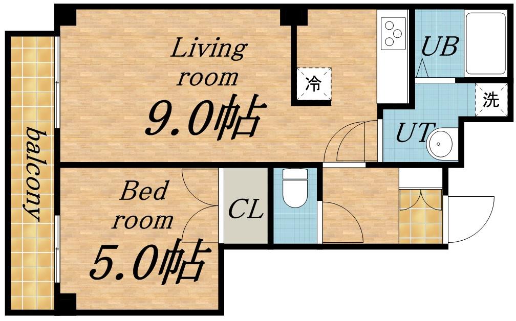 ローザス23(1LDK/5階)の間取り写真