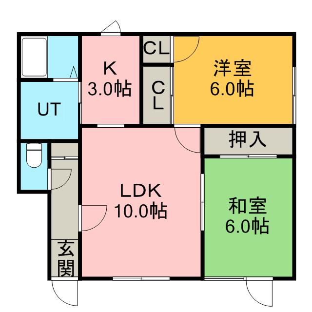 ハイツ太平(2LDK/1階)の間取り写真
