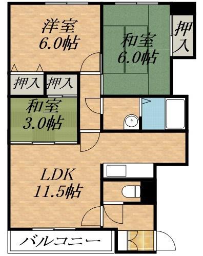 シャトーウェステリア(3LDK/3階)の間取り写真