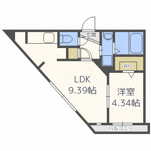プレジング発寒(1LDK/2階)の間取り写真