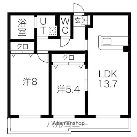 サウス ルミナーレ(2LDK/3階)の間取り写真