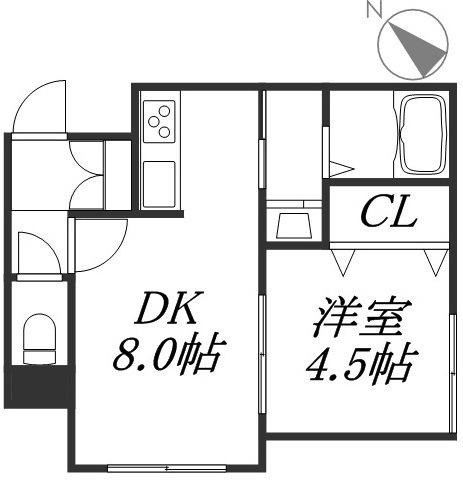 ゼログランデ(1DK/2階)の間取り写真