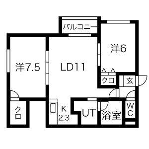 プレシャス333(2LDK/2階)の間取り写真
