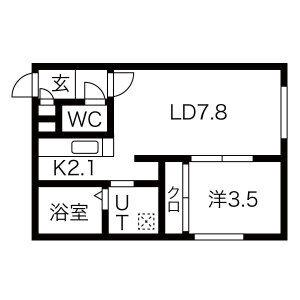 RUーBIー5(1LDK/2階)の間取り写真