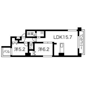 フレックス円山(2LDK/7階)の間取り写真