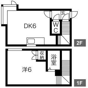 クリエイト北28条 II(1DK/2階)の間取り写真