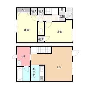 ベルリード西町 B棟(2LDK/1階)の間取り写真