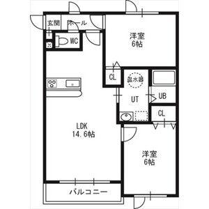 レラホープ稲積公園(2LDK/2階)の間取り写真