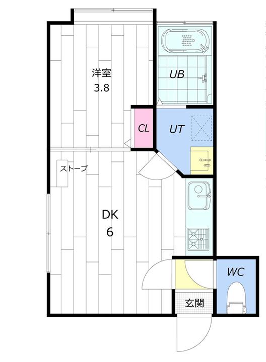 サザンクロス宮の沢(1DK/2階)の間取り写真