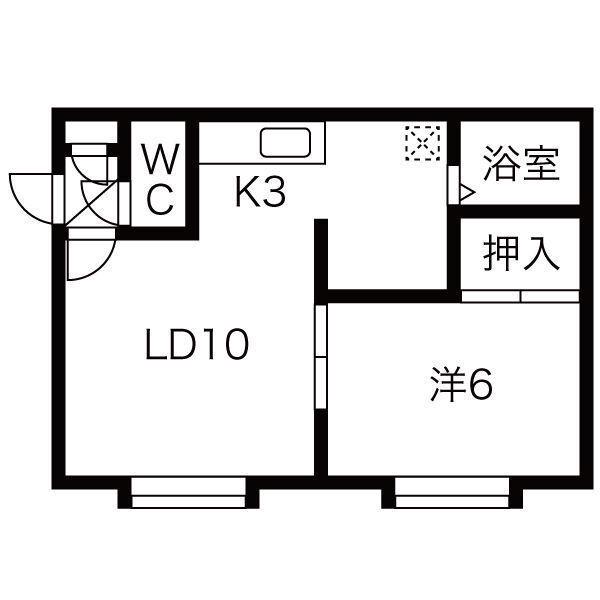 アムール8(1LDK/3階)の間取り写真