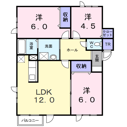 サニーパーク西宮の沢(3LDK/1階)の間取り写真