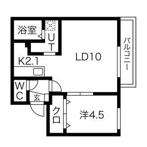 ル シェル発寒南(1LDK/3階)の間取り写真