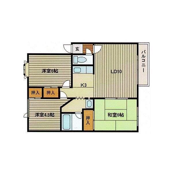 サンコーポA(3LDK/2階)の間取り写真