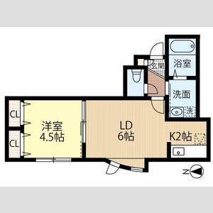 LEE SPACE発寒3条(1DK/2階)の間取り写真