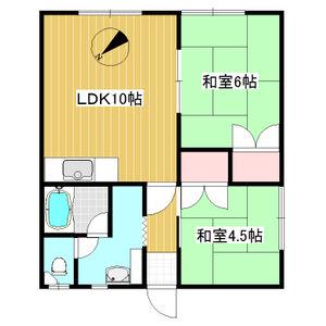 ハイツ八軒(2LDK/2階)の間取り写真