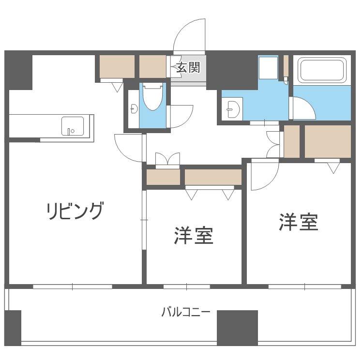 MJ SQUARE KOTONI(2LDK/12階)の間取り写真