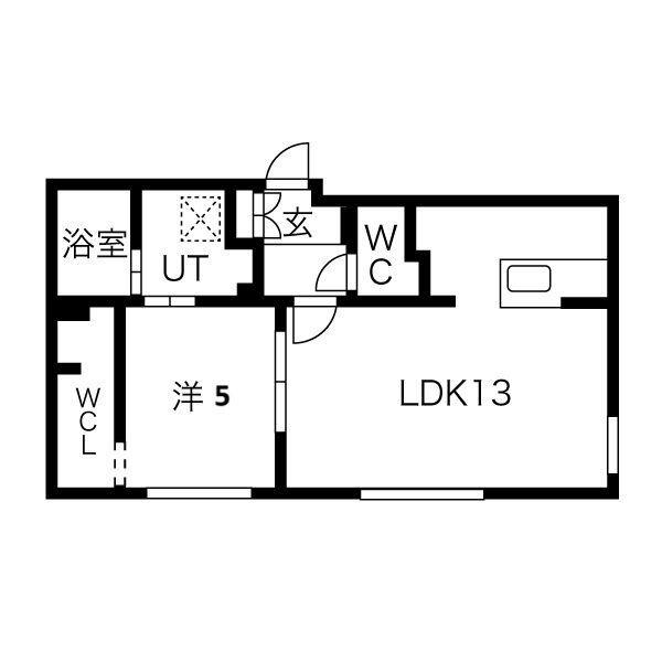 GEレジデンス琴似 GAー琴似2ー7MS A棟(1LDK/1階)の間取り写真